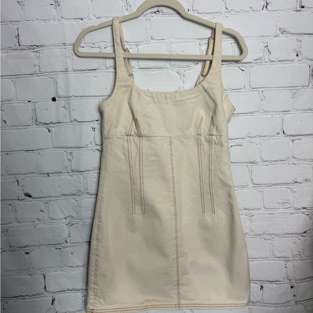 BDG Urban Outfitters cream denim mini dress size S